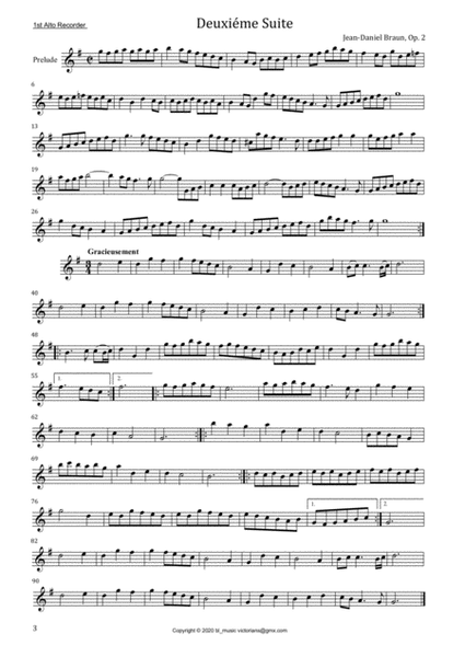 JD Braun, Six Suites op 2 for Treble Recorder 1st Alto, part