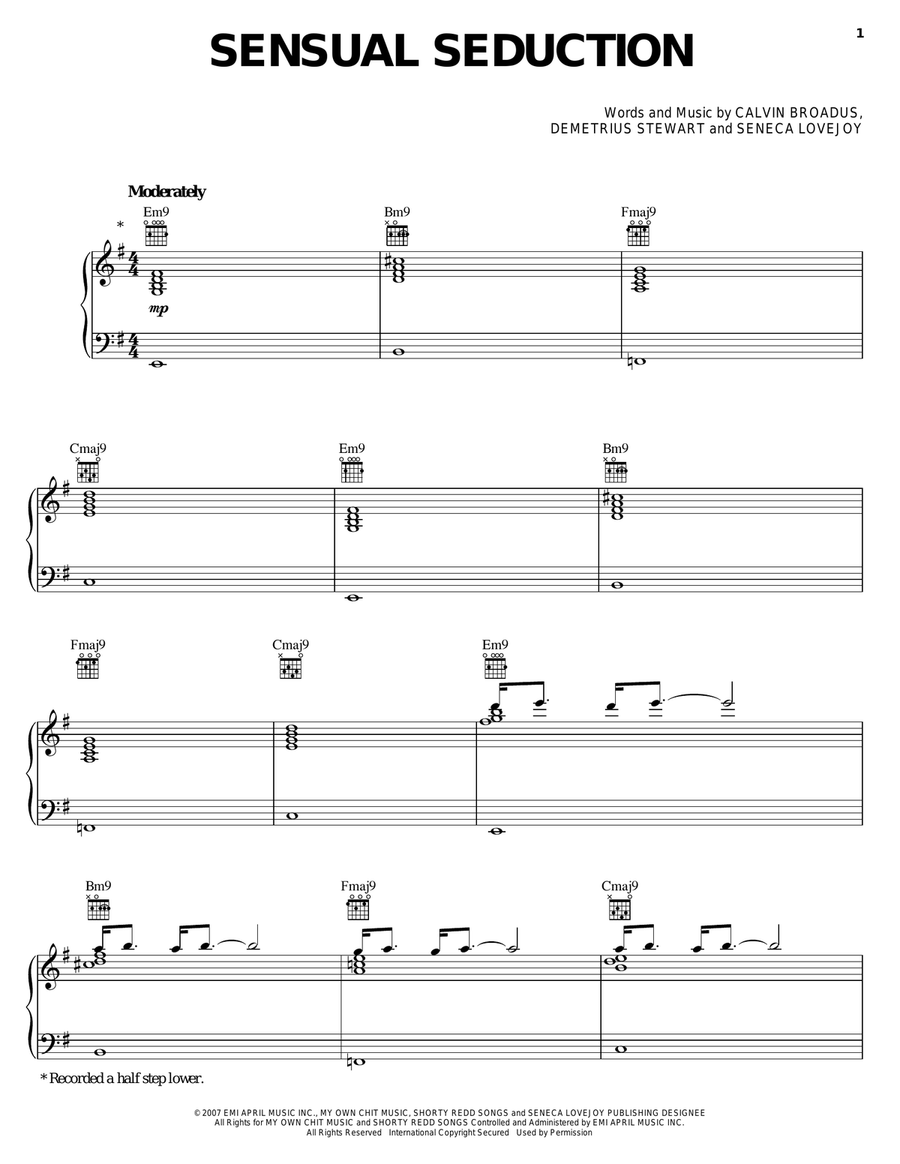 Sensual Seduction Piano, Vocal, Guitar scores gallery preview page 1