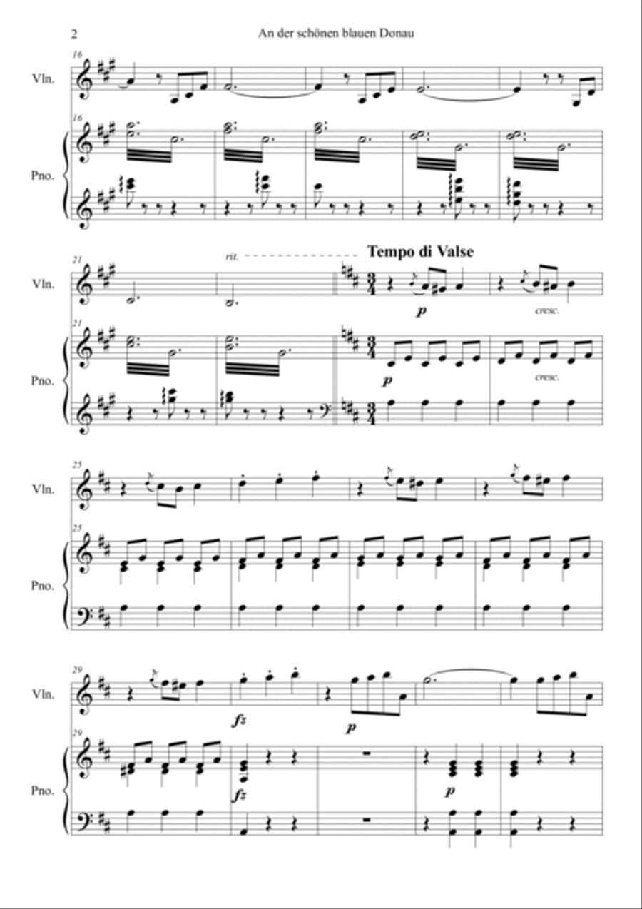 An der Schonen Blauen Donau, Op. 314 Violin Solo scores gallery preview page 2