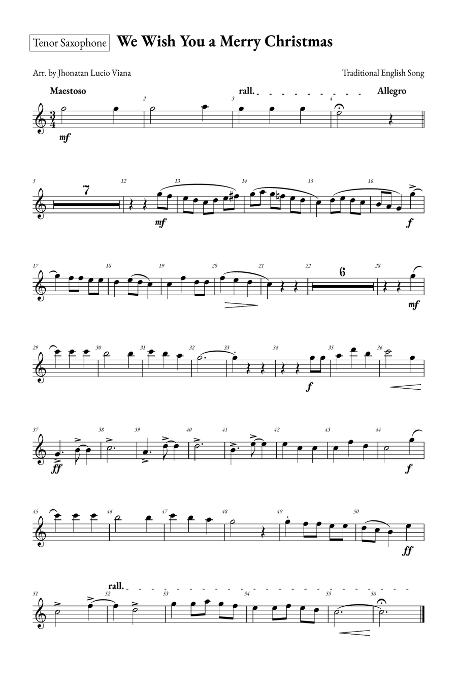 We Wish You a Merry Christmas Saxophone Quintet scores gallery preview page 6