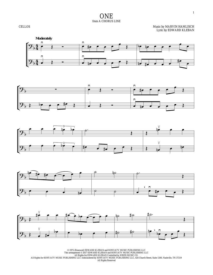 One (from A Chorus Line) One (from A Chorus Line) Choir scores gallery preview page 1