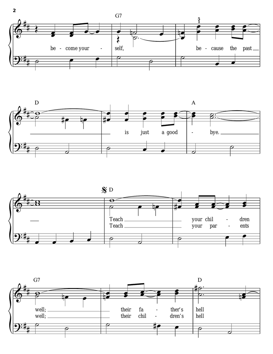 Teach Your Children Easy Piano scores gallery preview page 2