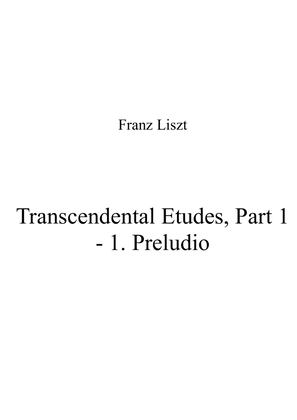 Book cover for Franz Liszt - Transcendental Etudes, Part 1 - 1. Preludio
