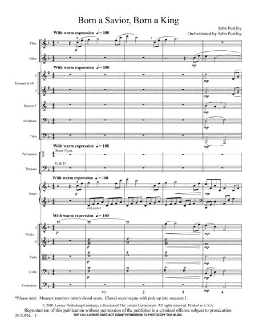 Born a Savior, Born a King - Orchestral Full Score and Parts