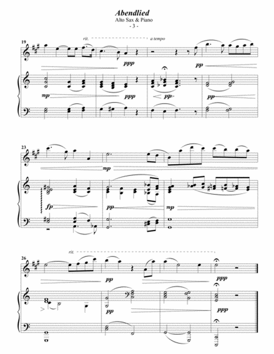 Schumann: Abendlied for Alto Sax & Piano