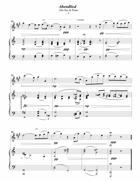 Schumann: Abendlied for Alto Sax & Piano