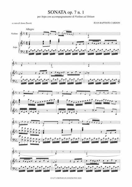 Sonata Op. 7 No. 1 for Harp and Violin accompaniment ad libitum