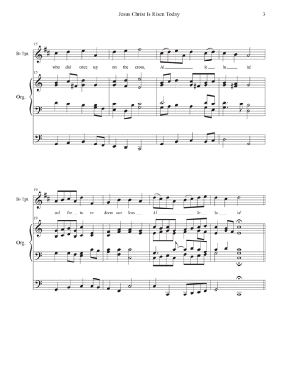 Jesus Christ Is Risen Today (Easter Hymn) Fanfare, Melody & Descant (Trumpet & Organ) C Trumpet scores gallery preview page 3