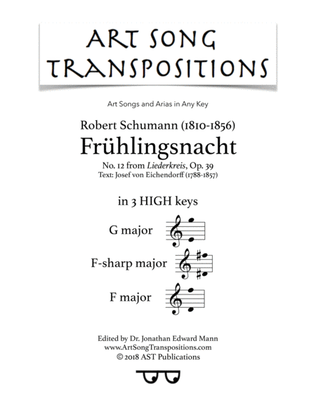 SCHUMANN: Frühlingsnacht, Op. 39 no. 12 (in 3 high keys: G, F-sharp, F major)