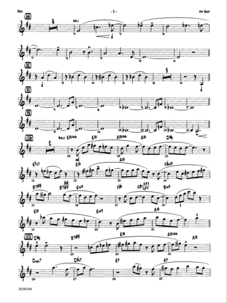 My Ship: E-flat Baritone Saxophone Jazz Ensemble scores gallery preview page 2