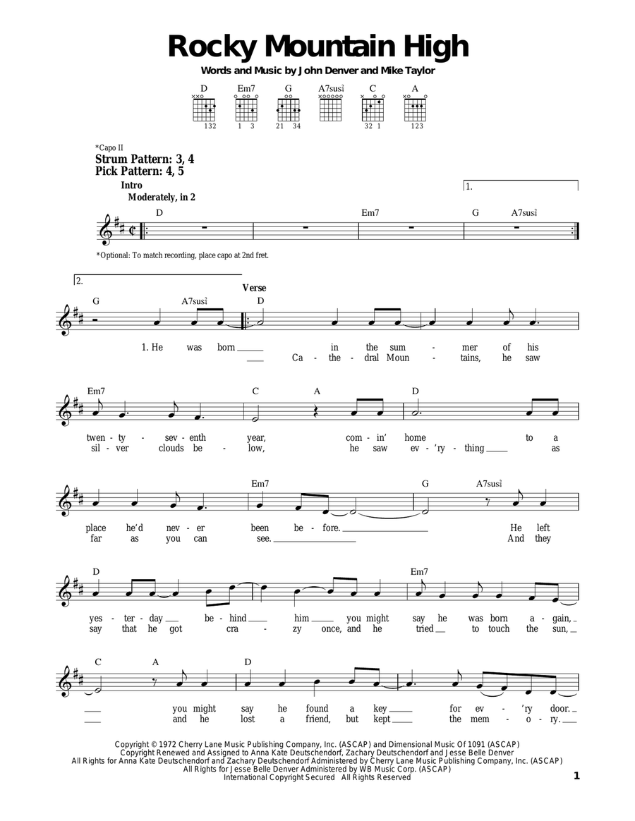 Rocky Mountain High Acoustic Guitar scores gallery preview page 1