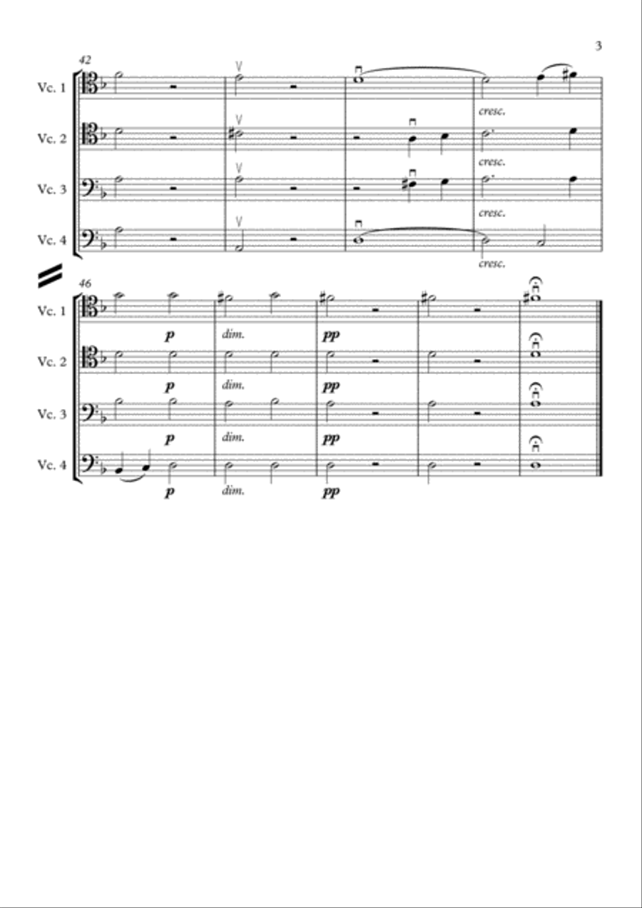 3 Equali (Cello Quartet) Chamber Orchestra scores gallery preview page 3