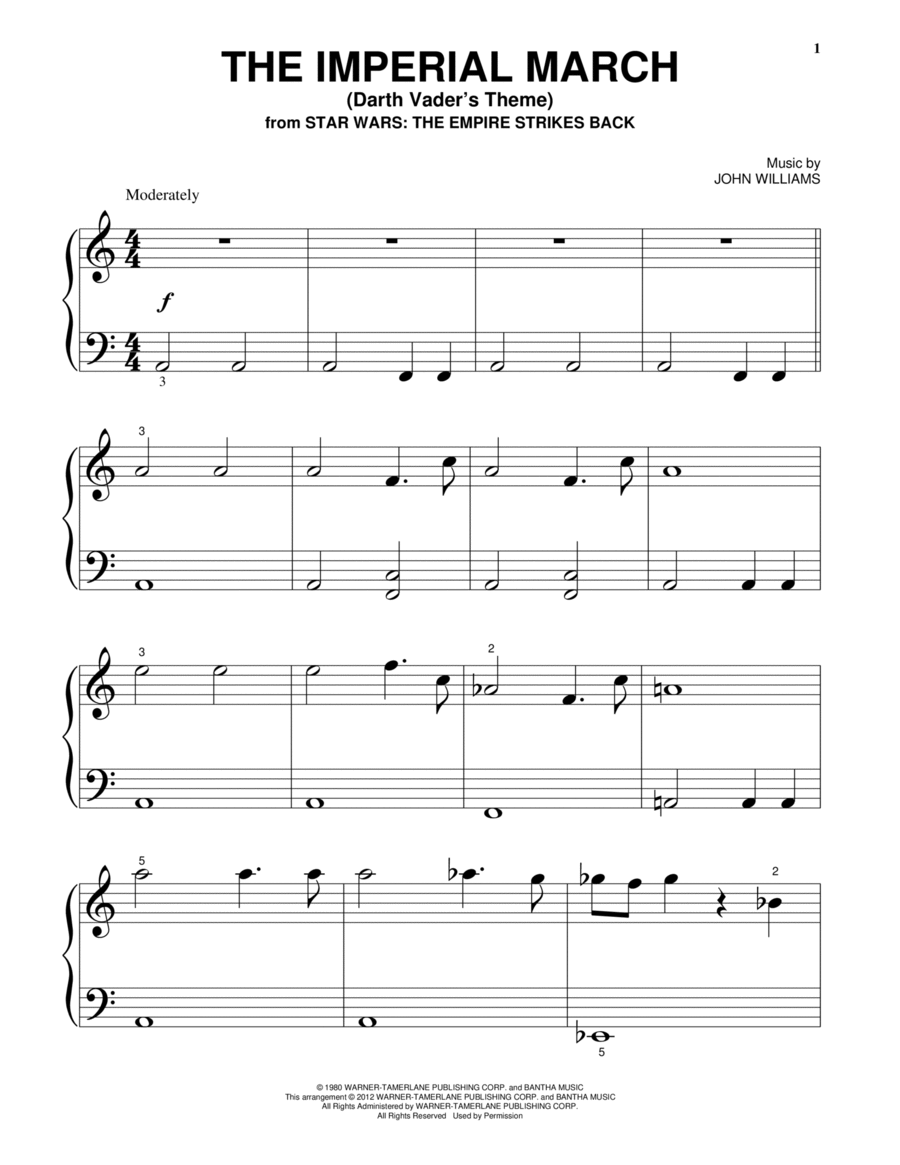 The Imperial March (Darth Vader's Theme) Easy Piano scores gallery preview page 1