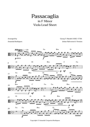Passacaglia - Easy Viola Lead Sheet in Fm Minor (Johan Halvorsen's Version)