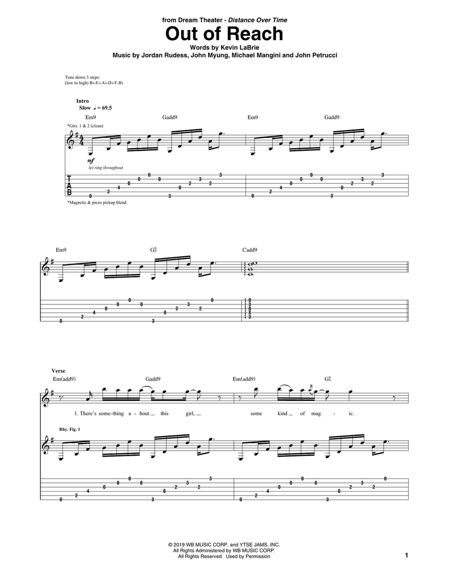 Out Of Reach Out Of Reach Guitar Tablature scores gallery preview page 1