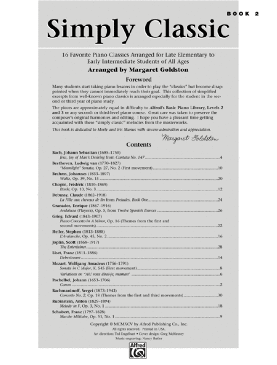 Simply Classic, Book 2 Easy Piano scores gallery preview page 5