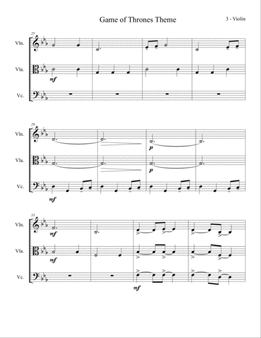 Game Of Thrones String Trio scores gallery preview page 4