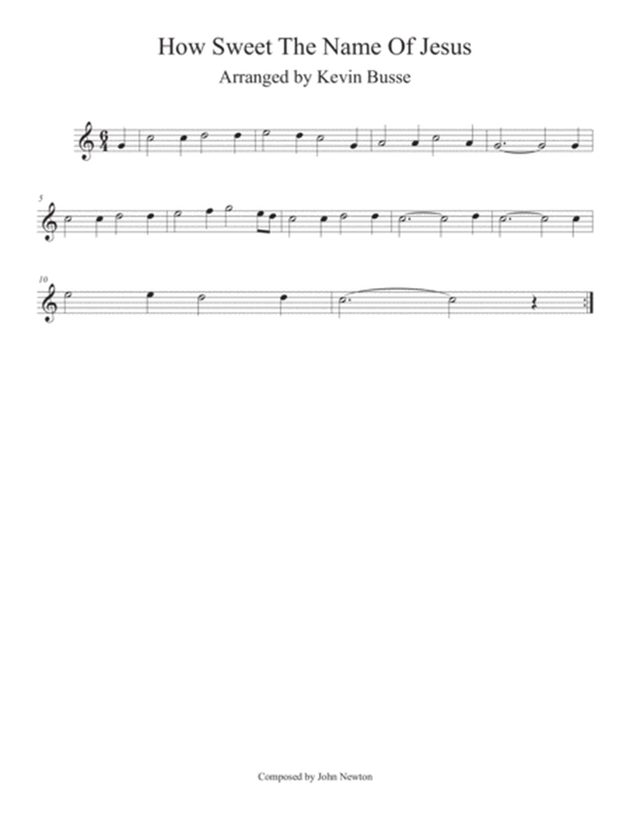 How Sweet The Name Of Jesus Sounds (Easy key of C) - Alto Sax image number null