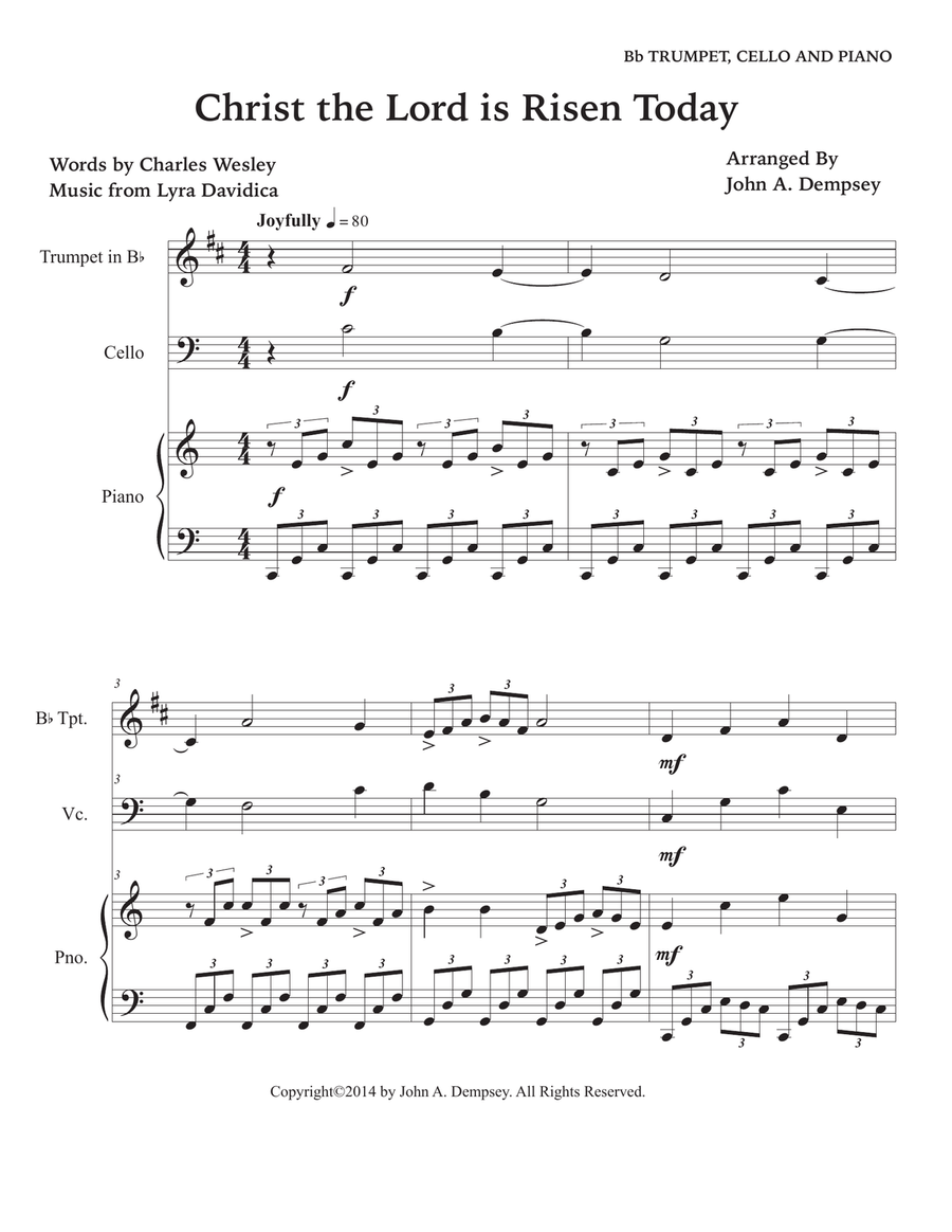 Christ the Lord Is Risen Today (Trio for Trumpet, Cello and Piano) Trumpet Trio scores gallery preview page 5