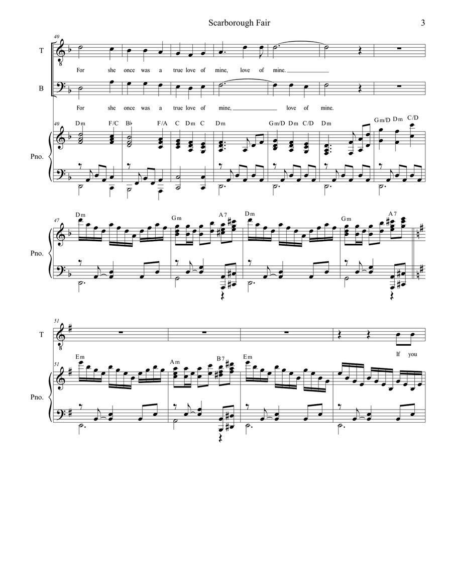 Scarborough Fair (for 2-part choir - (TB) TB scores gallery preview page 4