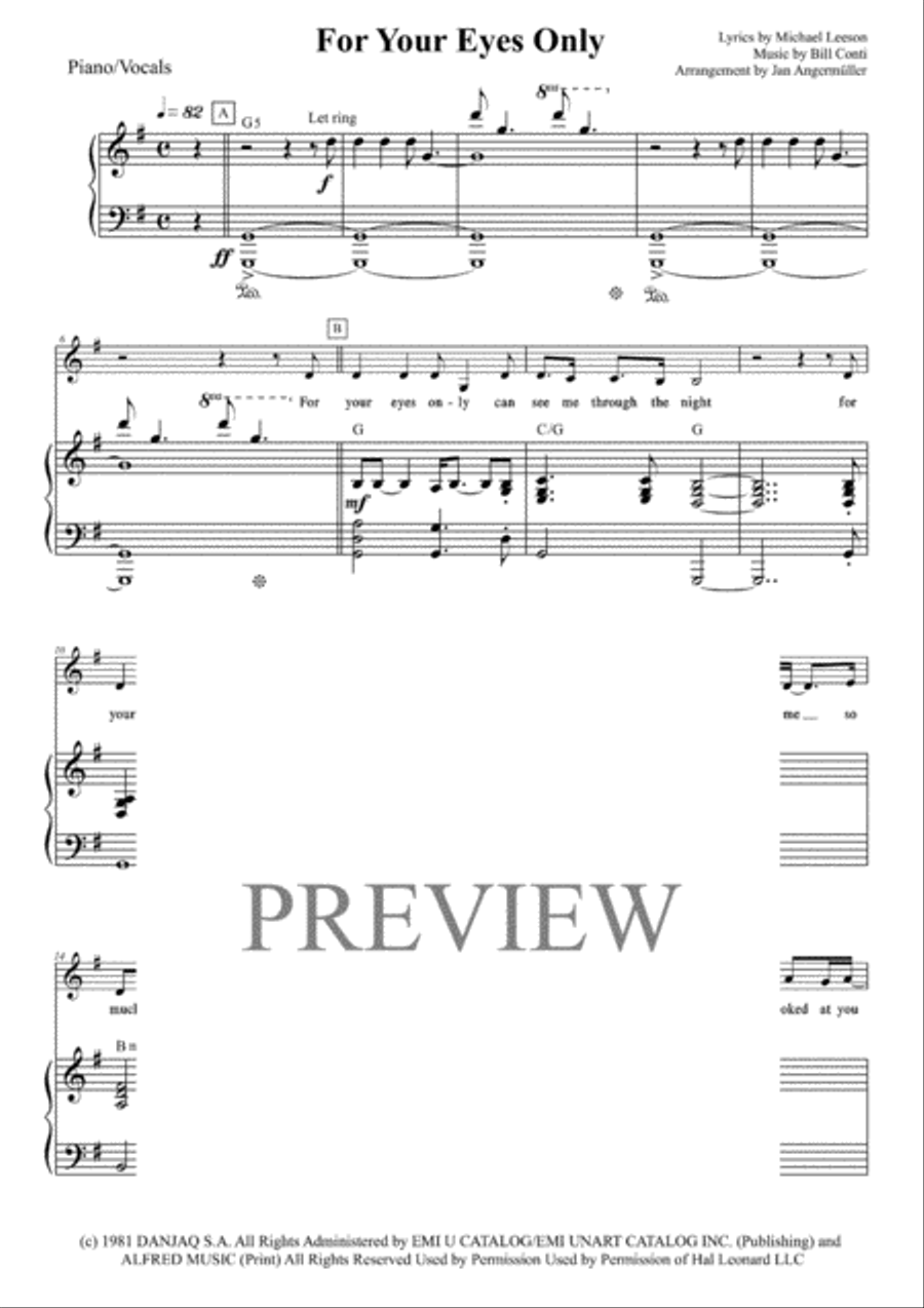 For Your Eyes Only Soprano Voice scores gallery preview page 1
