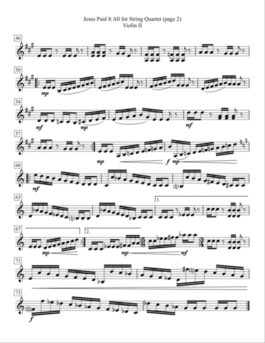 Jesus Paid It All for String Quartet String Quartet scores gallery preview page 4