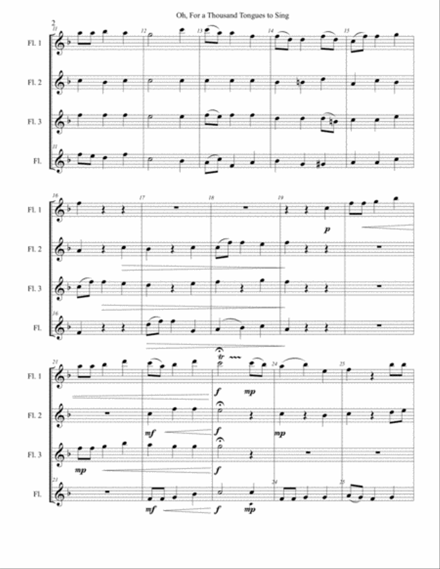 Oh, for a Thousand Tongues to Sing (Flute Quartet) Flute Quartet scores gallery preview page 4