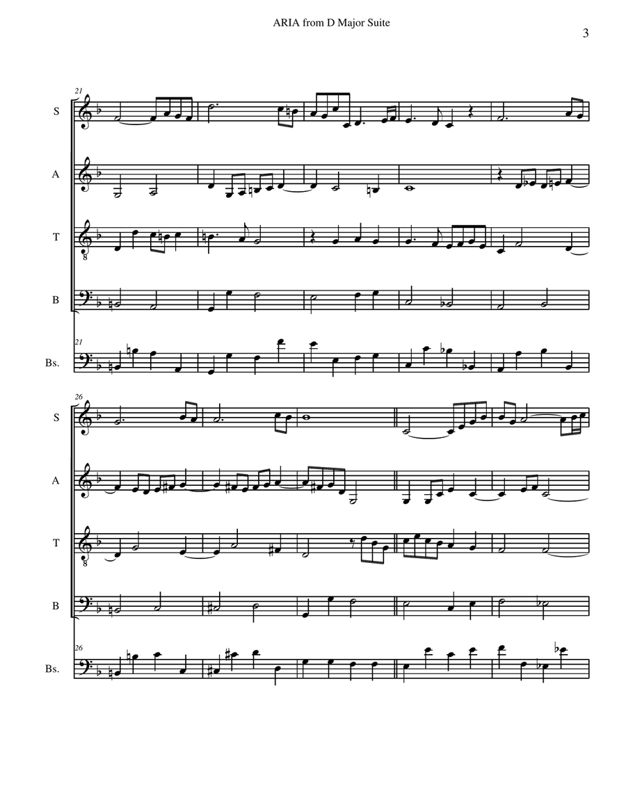 Air on a G-string ( Aria from D major Suite) J. S. Bach 4-Part scores gallery preview page 3