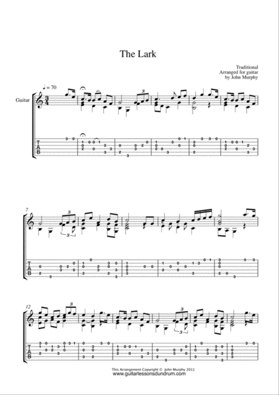 The Lark In The Clear Air Acoustic Guitar scores gallery preview page 1