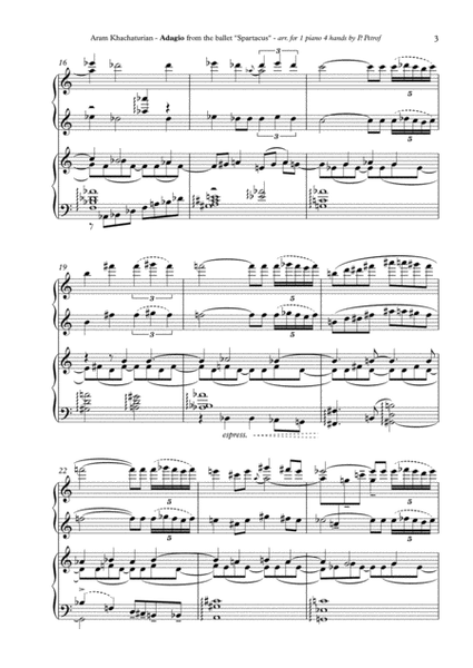 Khachaturian - ADAGIO from the ballet "Spartacus" - 1 piano 4 hands, score and parts image number null