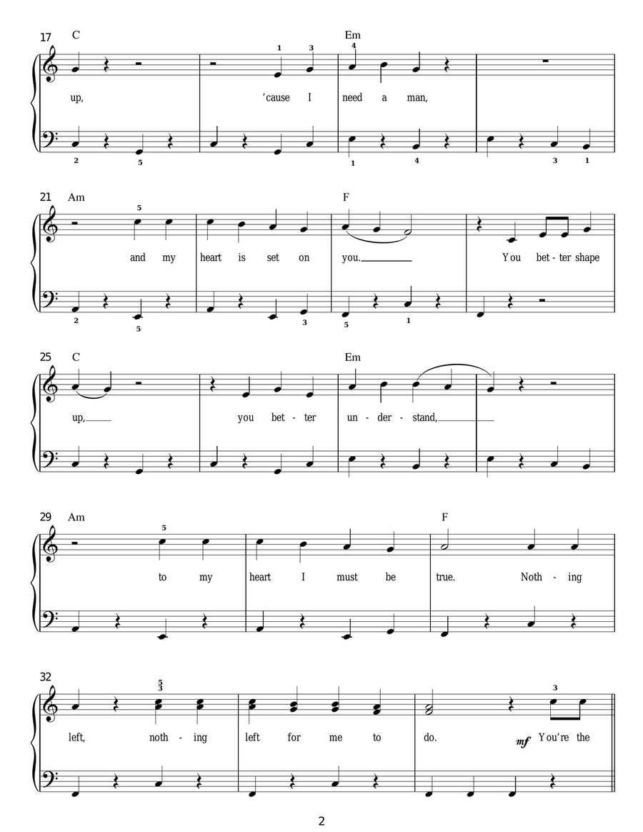 You're The One That I Want Easy Piano scores gallery preview page 2