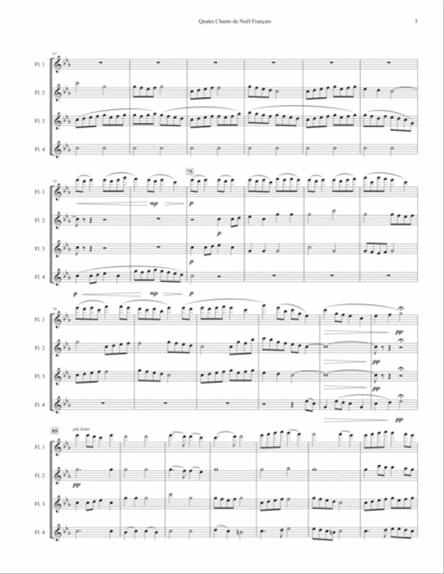 Quatre Chants de Noël Français (Four French Carols) for Flute Quartet Flute Quartet scores gallery preview page 5