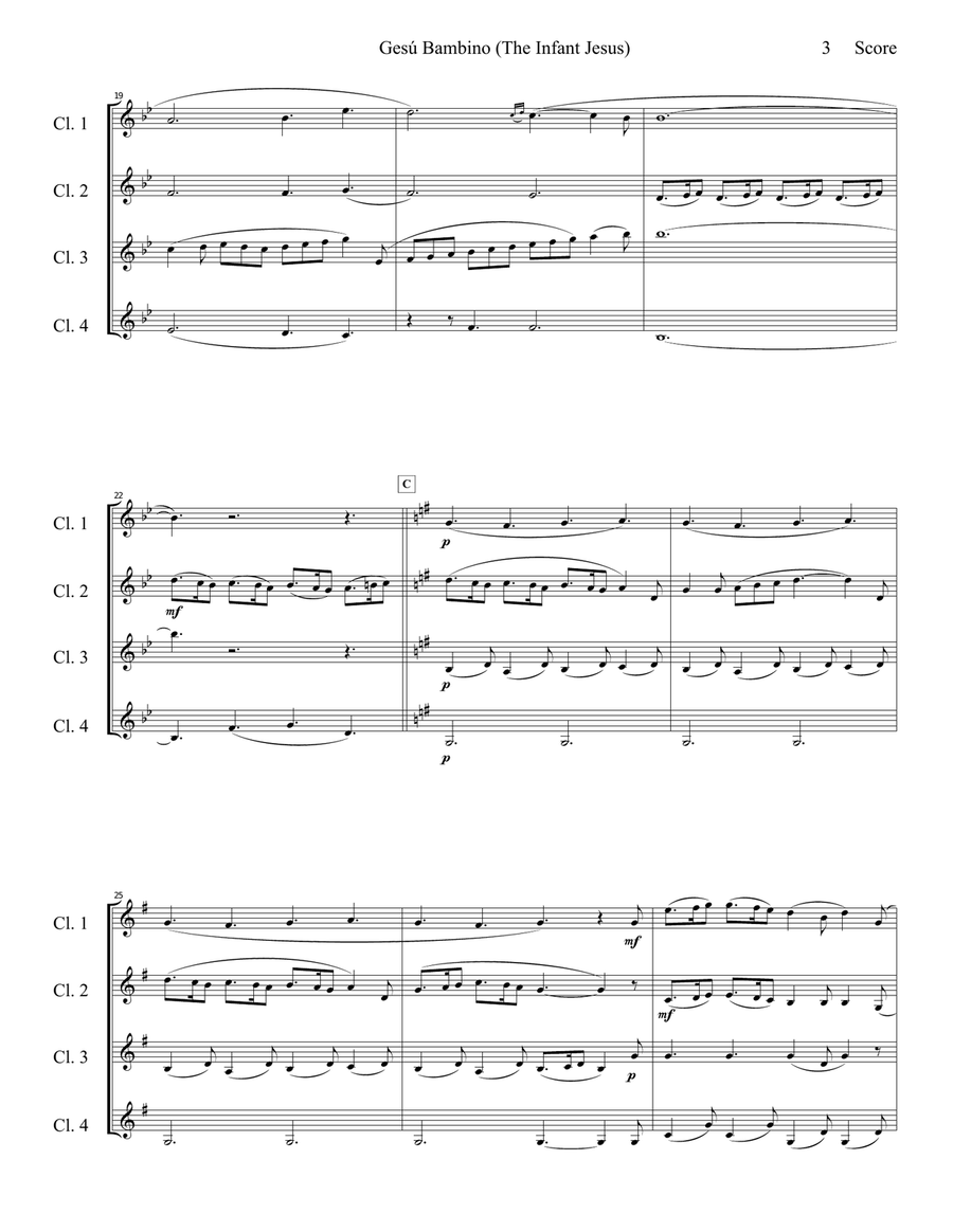 Gesu Bambino by Pietro Yon for Clarinet Quartet image number null