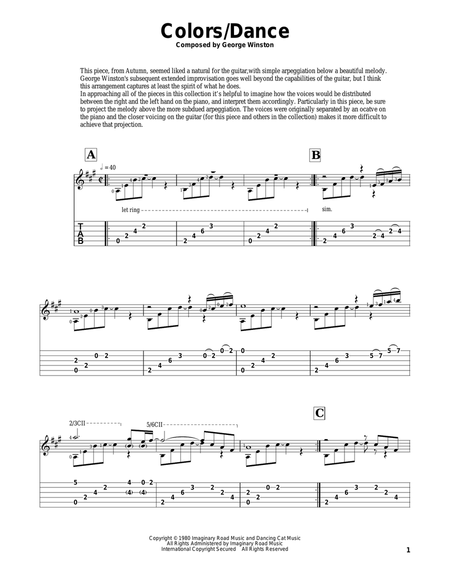 Colors/Dance Guitar Solo scores gallery preview page 1