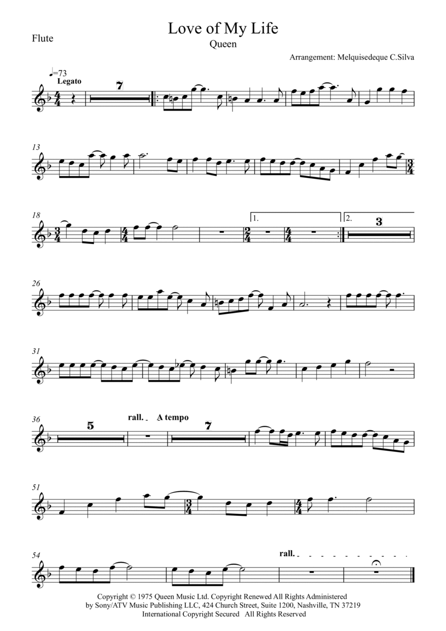 Love Of My Life Flute Solo scores gallery preview page 1