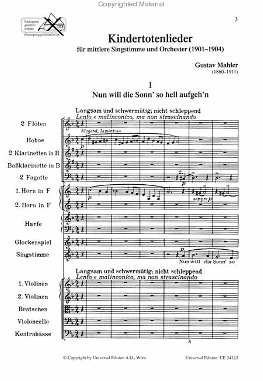 Kindertotenlieder Orchestra scores gallery preview page 2