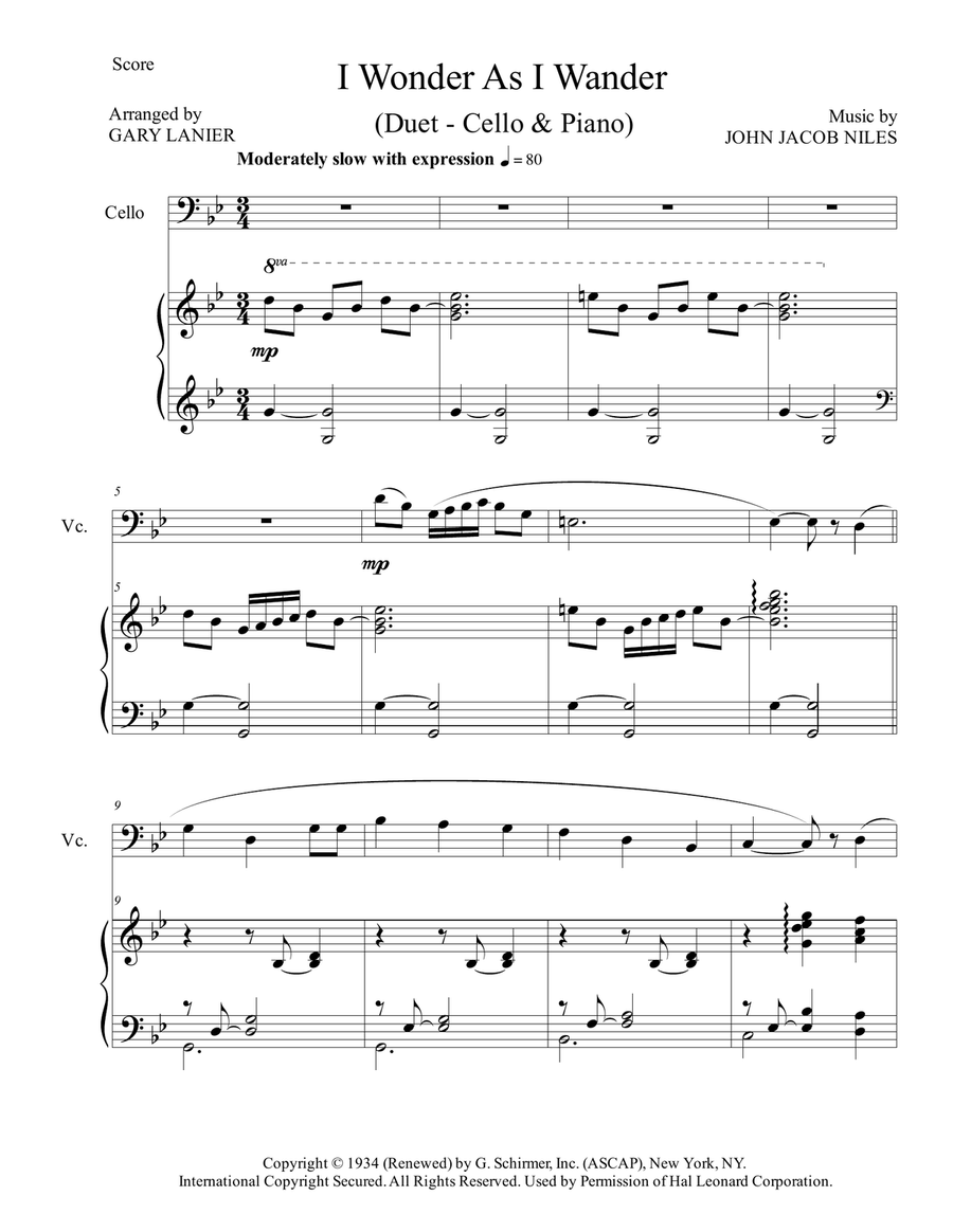 I Wonder As I Wander Piano scores gallery preview page 2