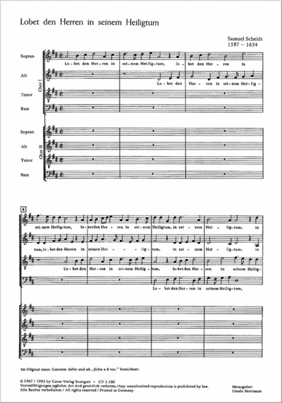 Lobet den Herren in seinem Heiligtum 4-Part scores gallery preview page 1