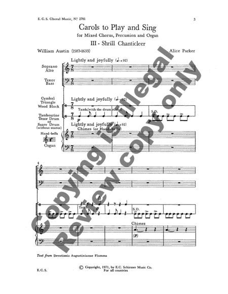 Carols to Play and Sing: 3. Shrill Chanticleer image number null