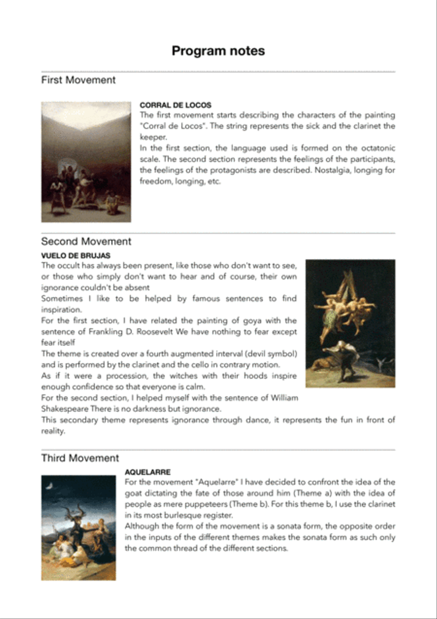 Goya for Clarinet & String Quartet B-Flat Clarinet scores gallery preview page 3