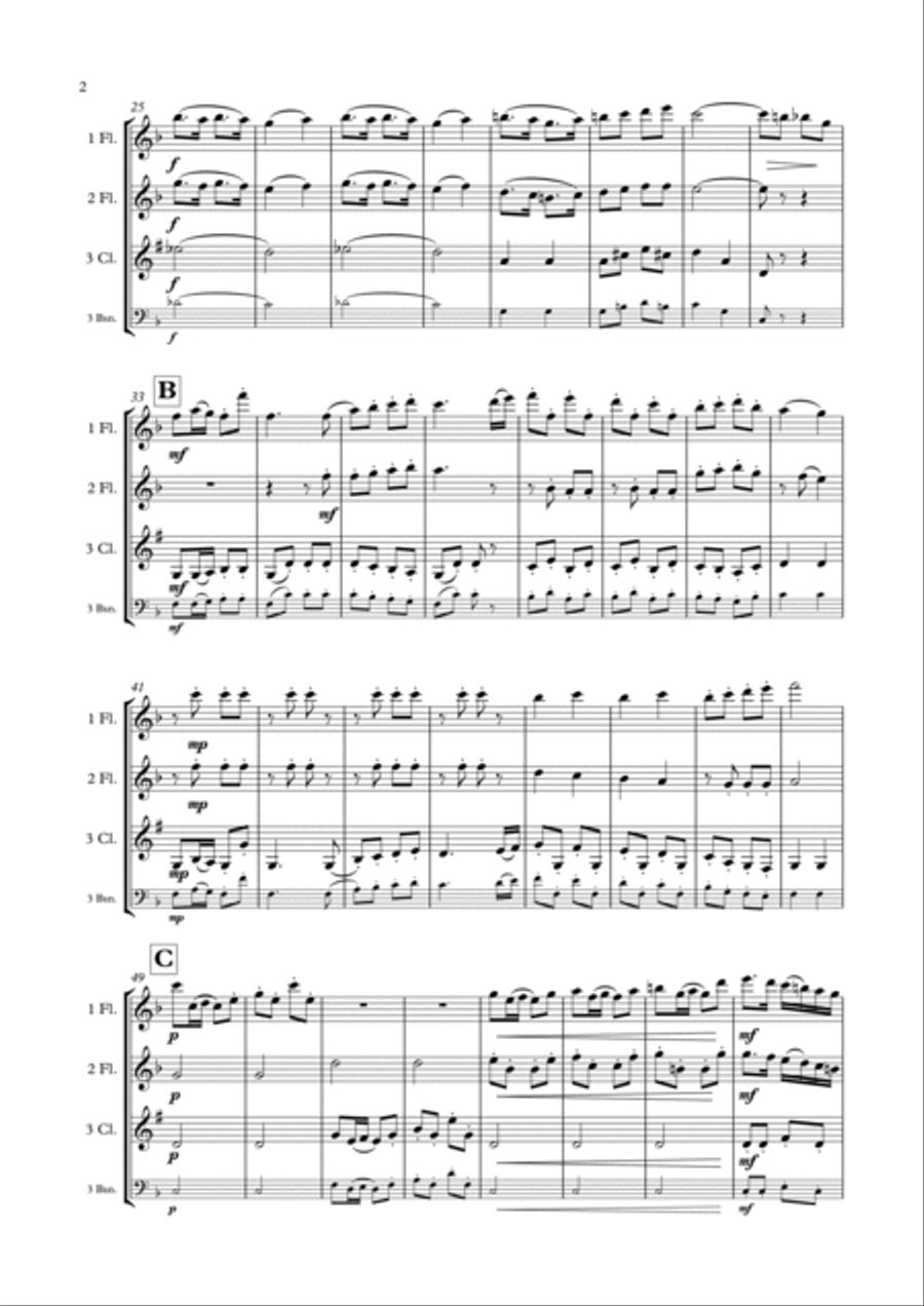 Tambourin (2 flutes & clarinet/bassoon) Woodwind Ensemble scores gallery preview page 3