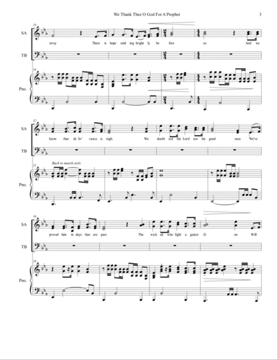 We Thank Thee O God for a Prophet 4-Part scores gallery preview page 3