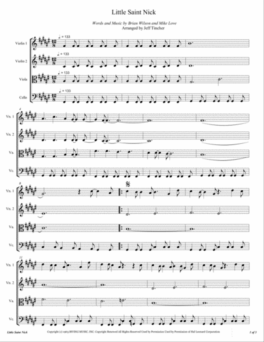 Little Saint Nick String Quartet scores gallery preview page 2