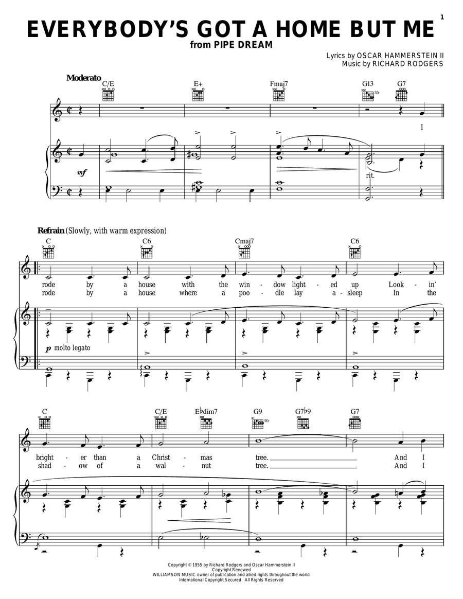 Everybody's Got A Home But Me Piano, Vocal, Guitar scores gallery preview page 1