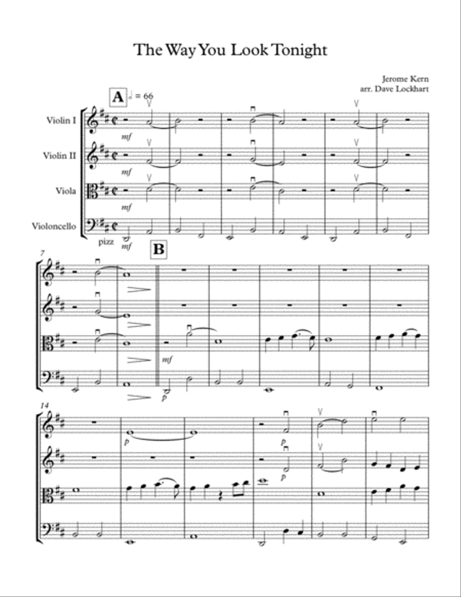 The Way You Look Tonight String Quartet scores gallery preview page 1