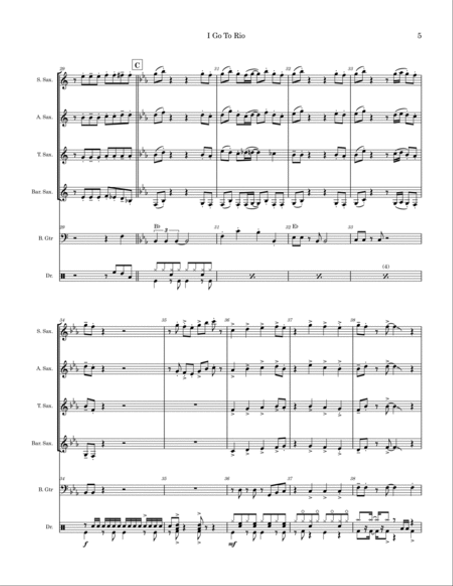 I Go To Rio Saxophone Quartet scores gallery preview page 5