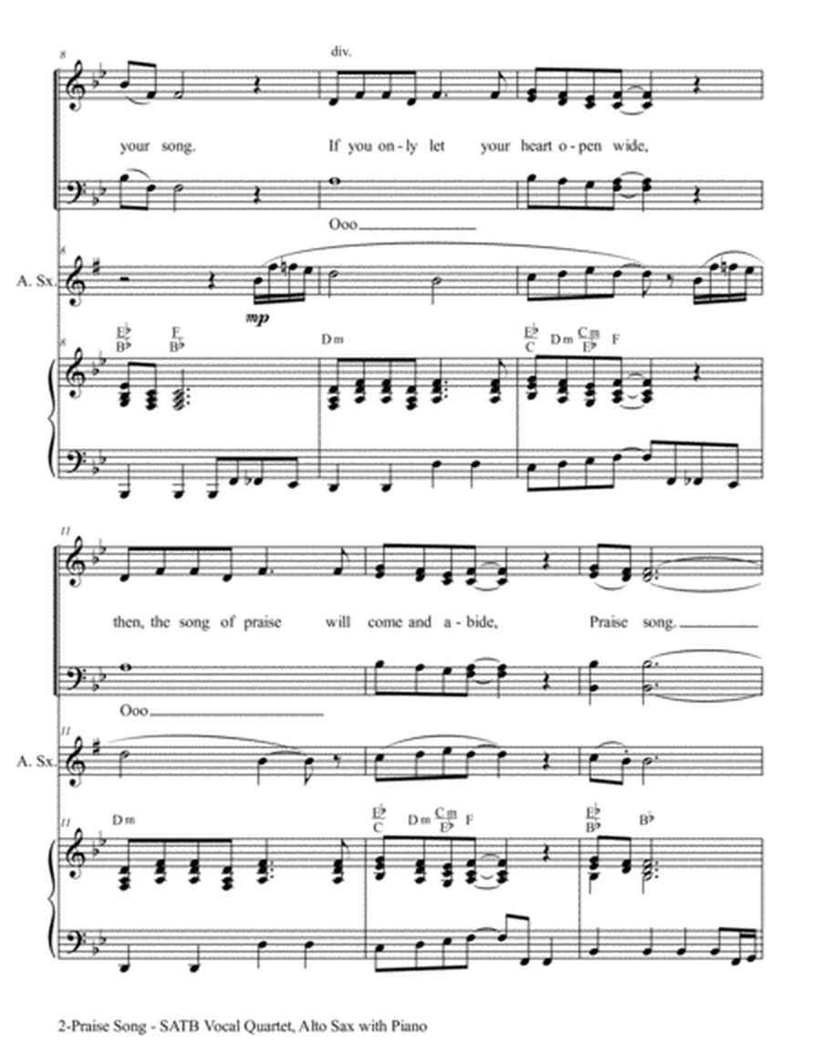 PRAISE SONG (SATB Vocal Quartet with Alto Sax & Piano) image number null