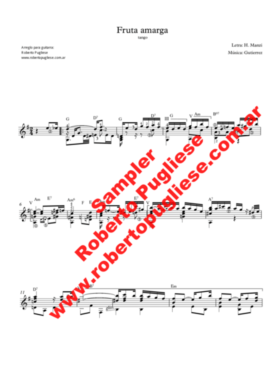 Fruta amarga - tango (Gutierrez-Manzi) Classical Guitar scores gallery preview page 3