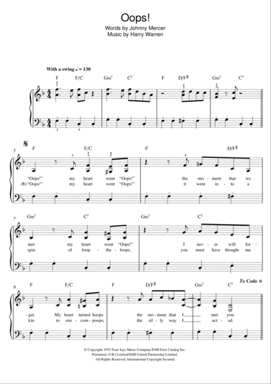 Oops! Easy Piano scores gallery preview page 1