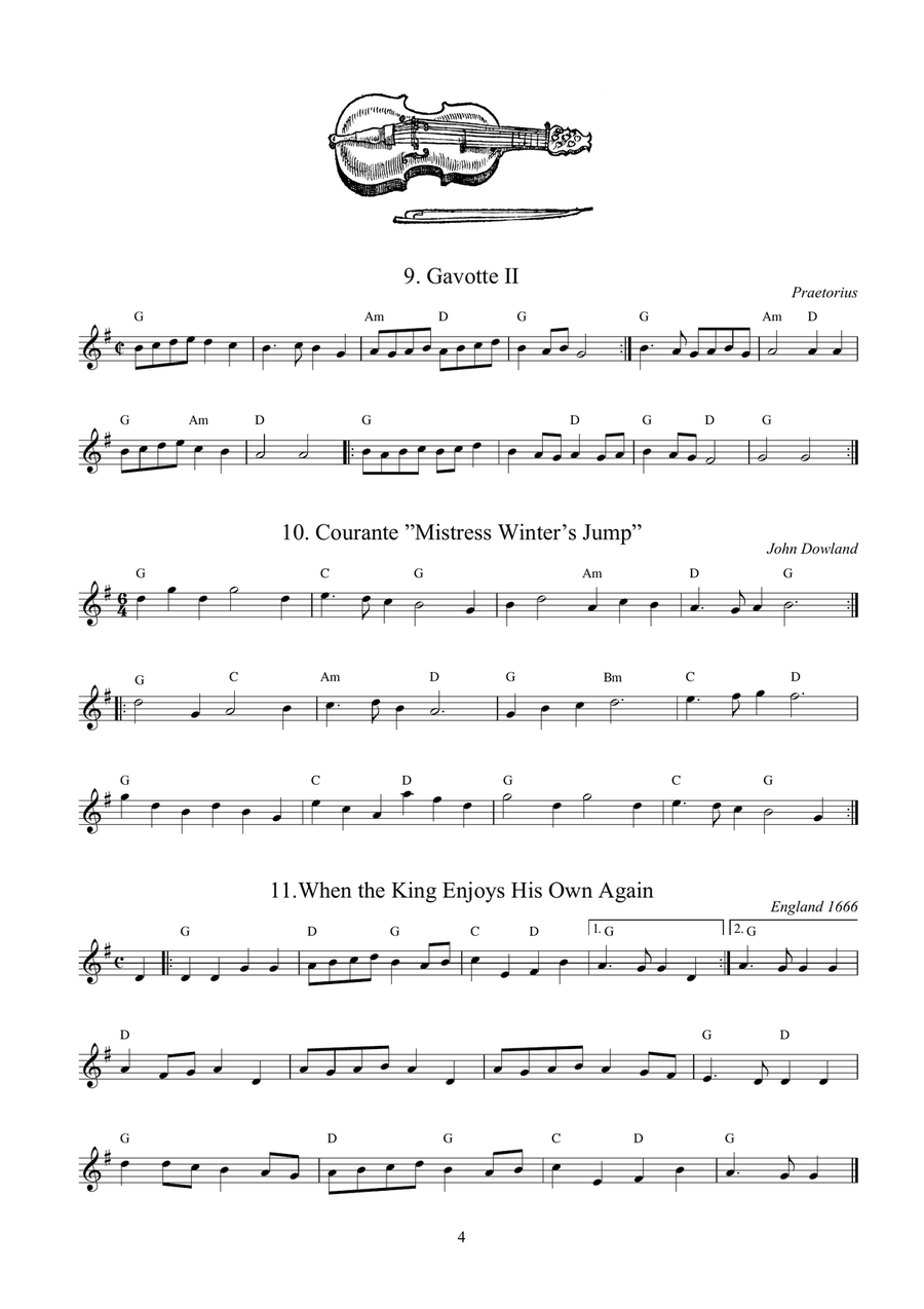 30 Medieval and Renaissance Dance Tunes (+guitar chords) Acoustic Guitar scores gallery preview page 4